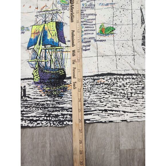 Vintage 90s Cayman Island Tropical Undersea Florida Ship AOP T Shirt Mens Medium - Picture 7 of 8